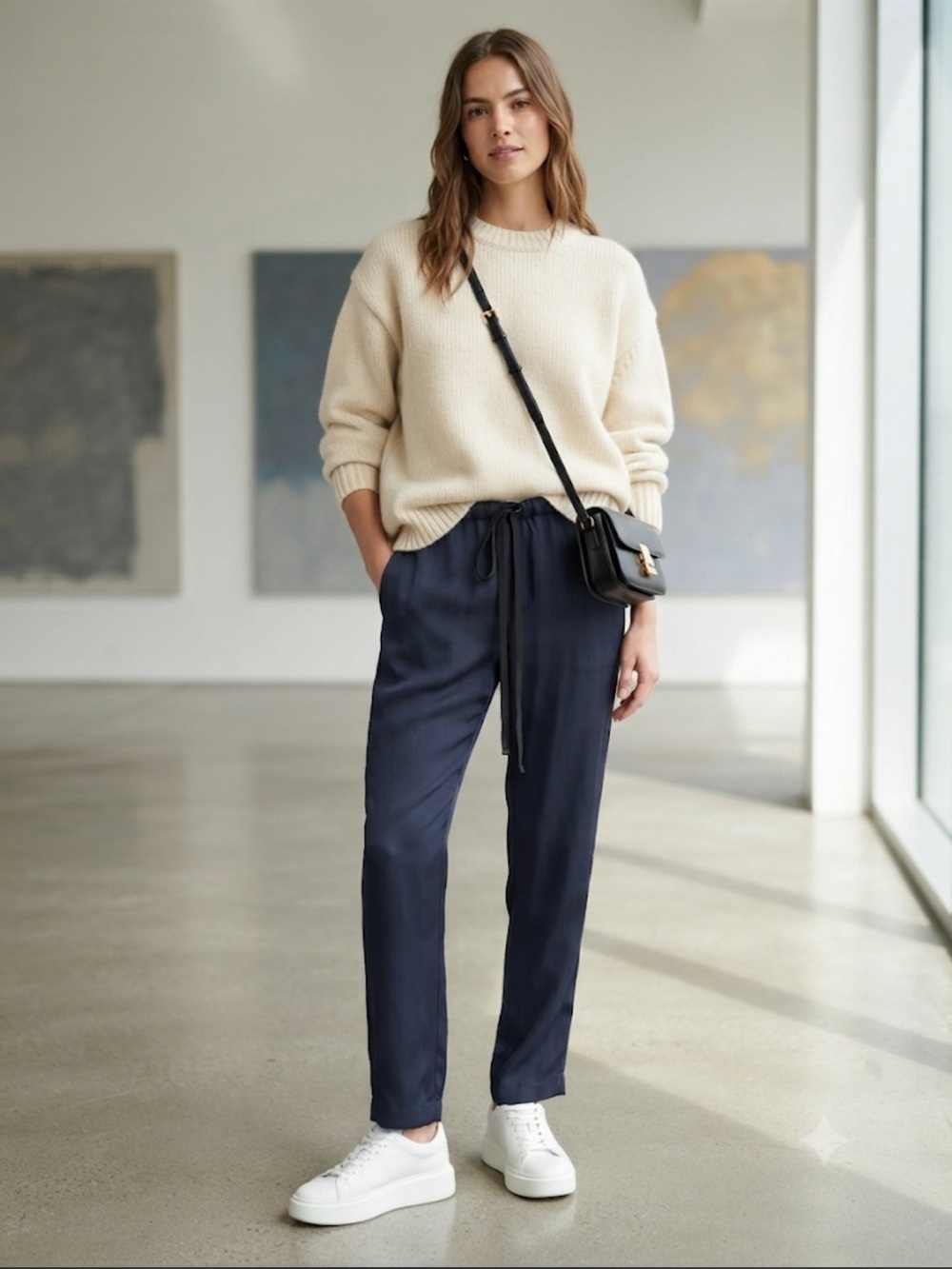 MARNI | Women's Navy Drawstring Pants - Classic Casual